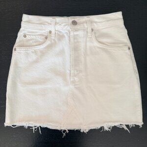 Agolde Quinn Denim Skirt In Oyster White Mini Size 25 High Rise
